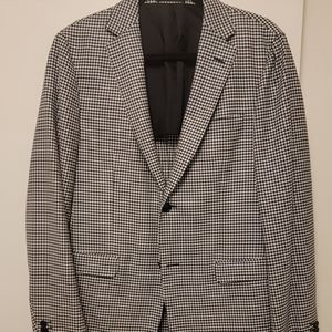 Z Zegna Men's Hounds tooth Navy Blazer 38
